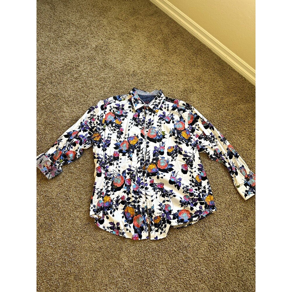 Robert Graham Men’s 3XL Multicolor Floral Collared Long Sleeve Button-Up Shirt